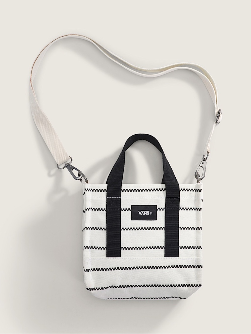 Vans Cream & Black Striped Mini Tote Bag